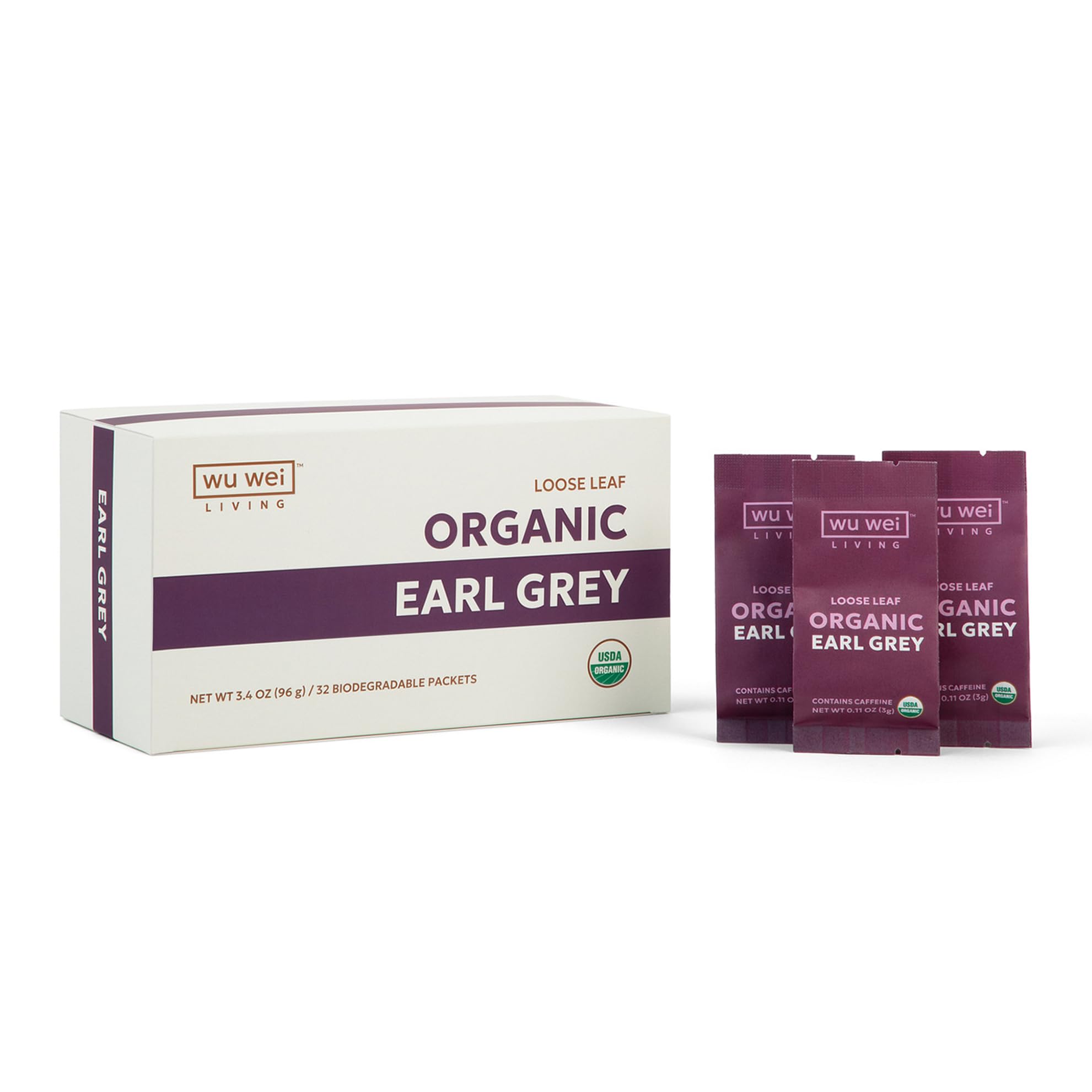 Organic Earl Grey Loose Leaf Tea, USDA Organic Certified, Citrusy and Floral, Single Serve Loose Leaf Tea (32-Pack), Limited Small Batch, Single