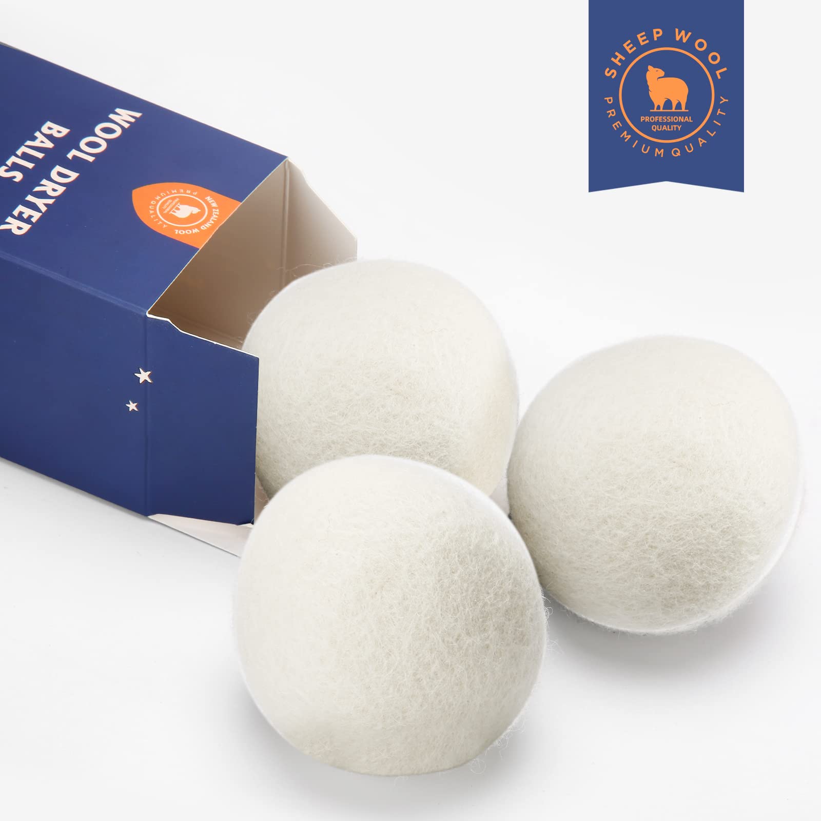 Wool Dryer Balls Handmade 3 Pack XL,Organic Laundry Dryer Balls,100% New Zealand Wool Natural Fabric Softener,Reusable 1000 Loads,Wrinkles Free