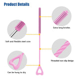 Silicone Straw Cleaner Brush, 2Pcs Reusable Cleaner Brush Extra Long, Straw Brush Bristles Cleaner for Cleaning Stanley Metal Glass Straws Drink Lid