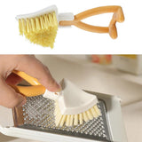 NentMent 2 Pack Kitchen Cast Iron Brush with Stiff Bristles Portable Small Skillet Scrubber Triangular Dish Brush Crevice Cleaning Brush Kitchen