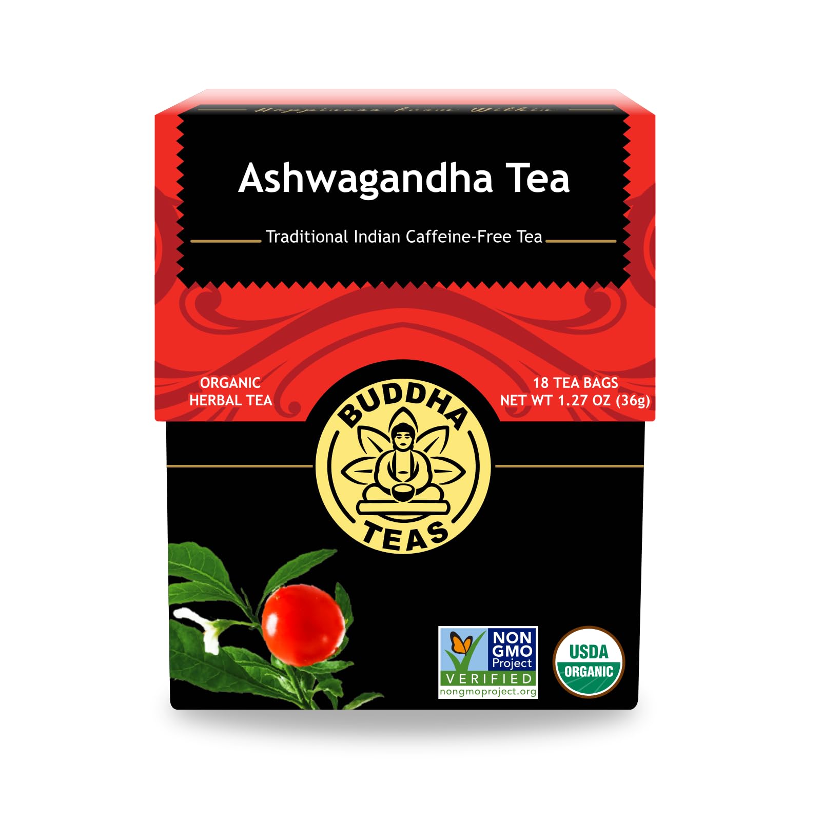 Buddha Teas - Ashwagandha Root Tea - Herbal Tea - Promote Cleansing & Wellness - With Antioxidants & Minerals - Clean Ingredients - Caffeine Free - OU