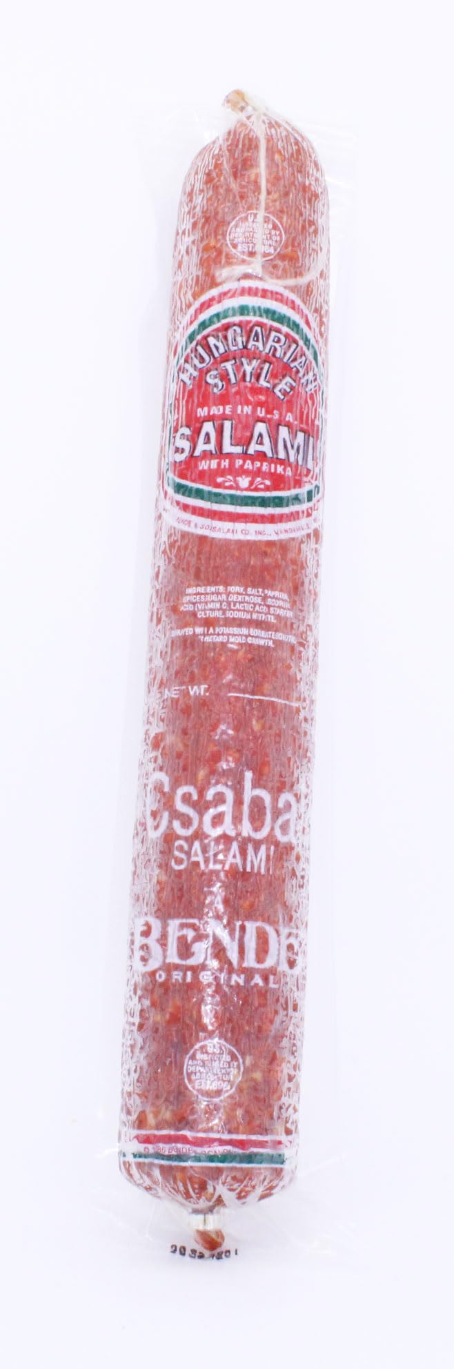 Bende Dry Salami Csabai With Paprika 2 Lb - Authentic Hungarian Sausage, Perfect Cured Meat For Charcuterie Boards, Sandwiches, Delicious Deli Salami