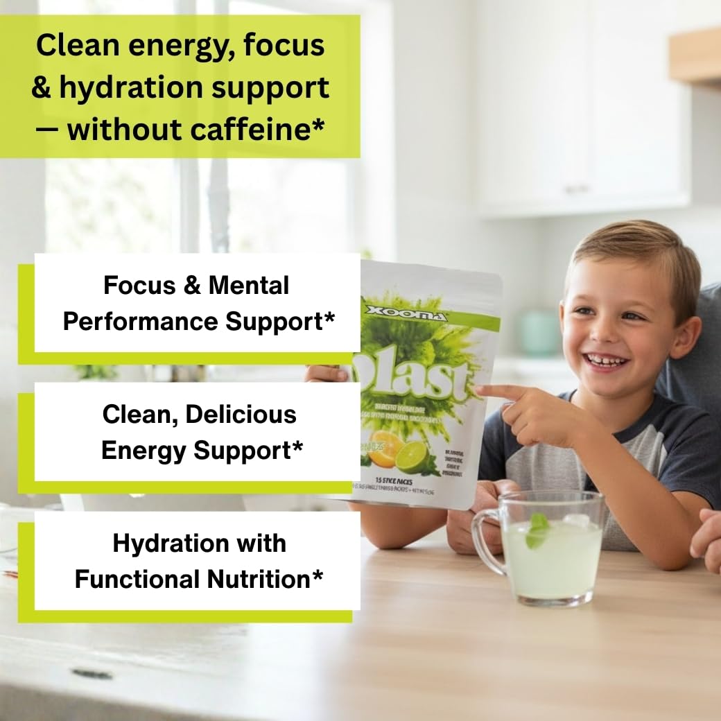 Xooma Blast Sugar Free Drink Mix Sticks - Whole Food Phytonutrient Powder with Immune Supporting Vitamins and Functional Mushroom Blend - Low Calorie