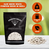 Pumpkin Seeds, Raw In shell Snow white, Oil Free, Healthy Snack, Crunchy, Delicious, Packed in a 1.5 lbs. (24 oz.) Resealable pouch bag by Presto