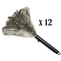 12 - Pack Premium Retractable Feather Duster-Genuine Ostrich Feathers with Metal-Wire Binding