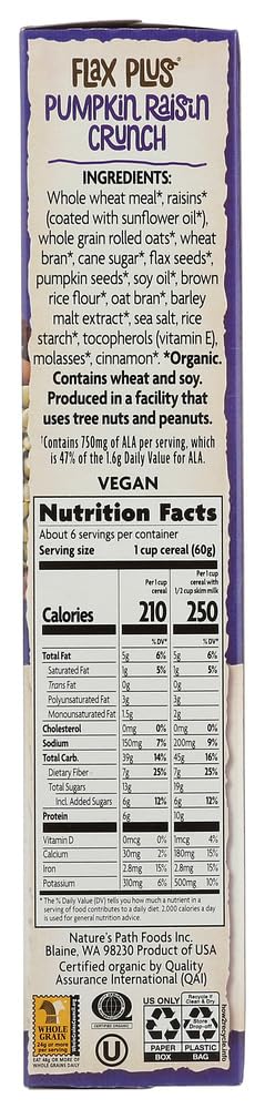 Nature's Path, Organic Flax Plus Pumpkin Crunch Cereal 12.35 Ounce