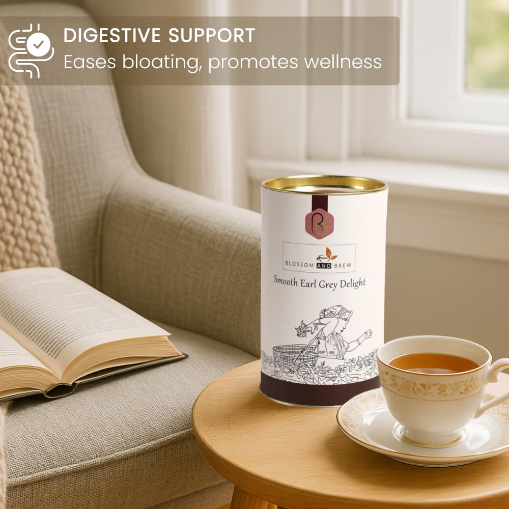 Blossom & Brew Smooth Earl Grey Delight (1.76oz) - Earl Grey De La Creme Tea - Darjeeling Black Tea with Natural Citrus - Bergamot & Vanilla - Whole