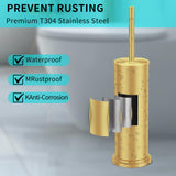 Gold Toilet Brush and Holder Set,304 Stainless Steel Toilet Brush for Bathroom with Long Handle, Heavy Duty Brass Toilet Bowl Brush,Removable Inner