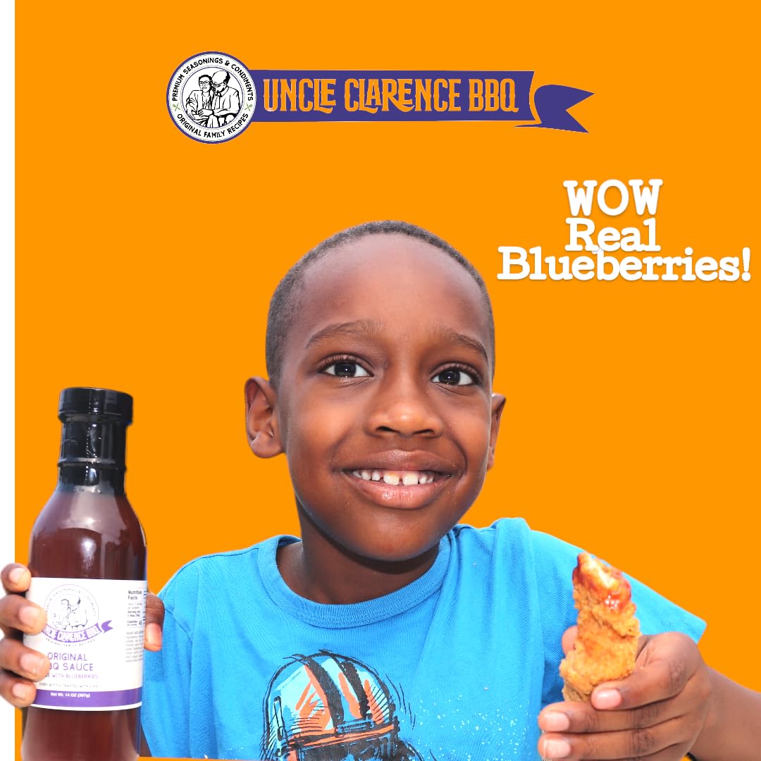 Uncle Clarence Original BBQ Sauce - Blueberry Infused, Small Batch, Vegan & Gluten-Free, 14 oz