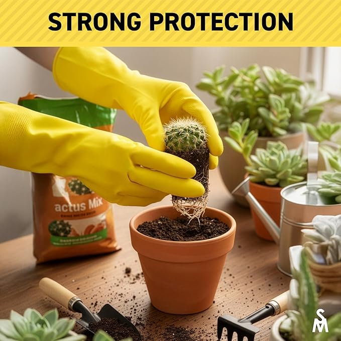 SteadMax 3/6 Pairs Cleaning Gloves, Disposable Natural Rubber Dish Gloves, Reusable Waterproof Latex Non-Slip Dishwashing Gloves for Kitchen