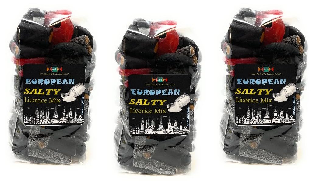 European Salty Licorice Mix - Total wt. 36(Oz), Include: 3 pck of Euro Salty Licorice Mix,