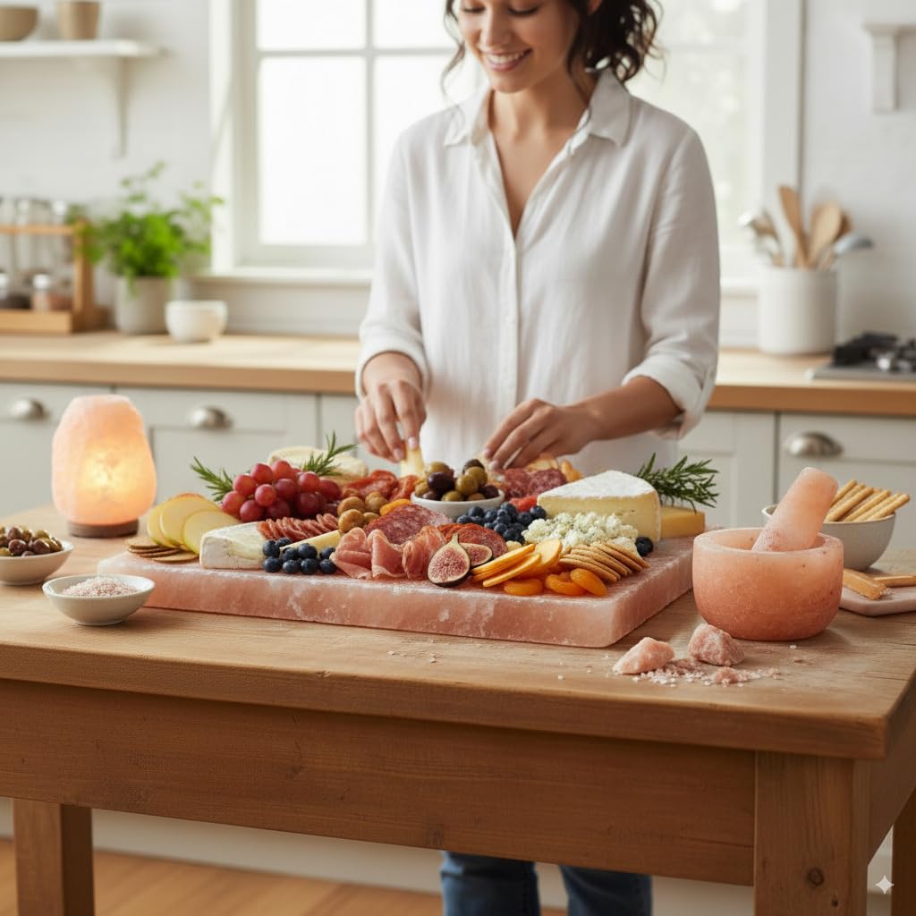 Himalayan Salt Cooking Brick Plate - 9×18×2 Inches | Gourmet Pink Salt Rock for Cooking, Grilling, Serving & Presentation