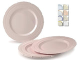 " OCCASIONS " 60 Plates Pack, Extra Heavyweight Vintage Wedding Party Disposable Plastic Plates (11'' Dinner Plate, Chateau in Blush/Dusty Rose Pink)