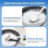 2 Pack Kitchen Scrub Brush, 2 in 1 Water Bottle Brush with Removable Straw Cleaner Dish Scrub Brush with Scraper Tip for Dishes, Pans, Bottle, Cups