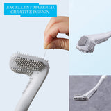 Canvall Long-Handled Silicone Toilet Bowl Cleaning Brush with Wall Hook, Bathroom Toilet Scrubber Set with Golf Brush Head, Wall Mounted Without