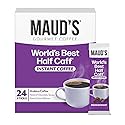 Maud's Half Caffeine Instant Coffee, 24 ct, 100% Arabica Coffee, Medium Roast, Instant Hot or Iced Coffee - Just add water