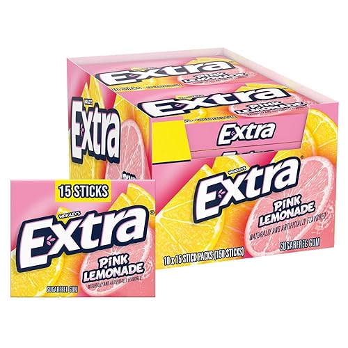 EXTRA Pink Lemonade Gum - Sugar Free Chewing Gum Bulk Pack, 10 Packs per Inner, Total 150 Sticks
