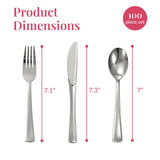 Prestee 25 Plastic Silverware Set, Pre-Rolled - 100pc Disposable Flatware with Forks, Knives, Spoons and White Napkins - Dinner Utensil Sets