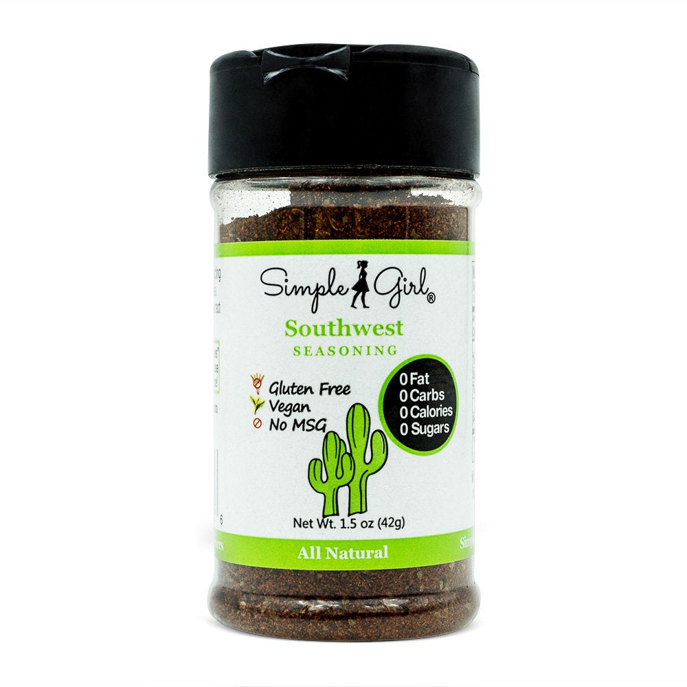 Simple Girl Southwest Seasoning - Sugar Free - Natural Herbs and Spices - Carb Free - Gluten Free - MSG Free - Diabetic Friendly - Compatible