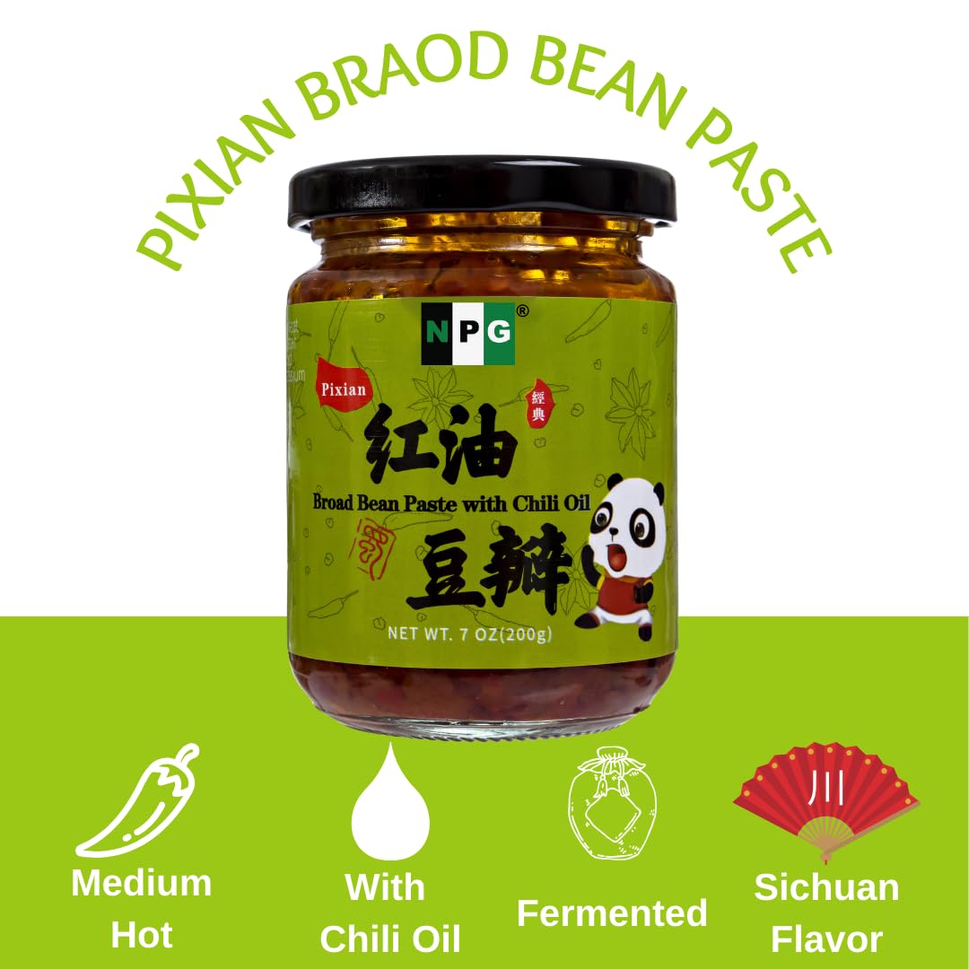 NPG Pixian Broad Bean Chili Paste 7 oz, Hongyou Doubanjiang with Chili Oil