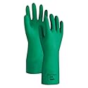 Ansell 100016 Sol-Vex 37-175 Unsupported Nitrile Flock Lined Gloves, 0.17" Height, 14" Length, 7" Wide, Size 10, Green (Pack of 12)