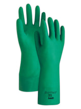 Ansell 100016 Sol-Vex 37-175 Unsupported Nitrile Flock Lined Gloves, 0.17" Height, 14" Length, 7" Wide, Size 10, Green (Pack of 12)