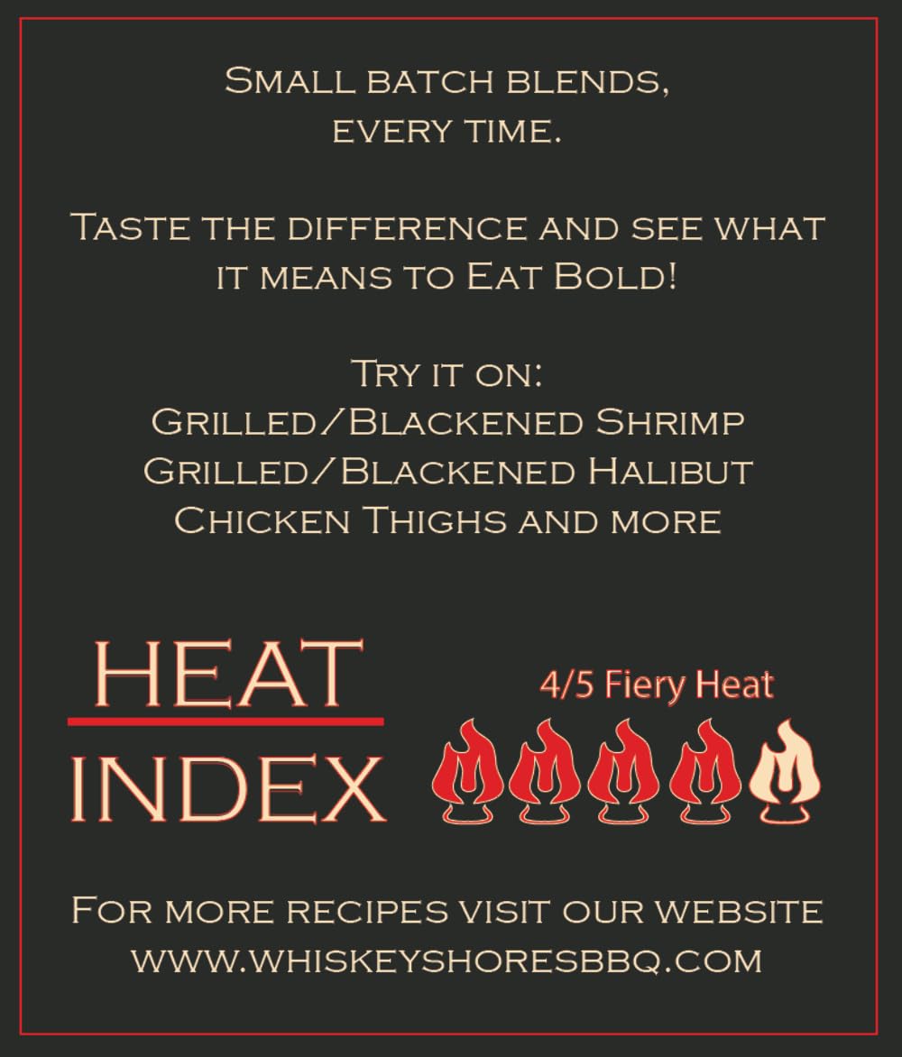 Whiskey Shores Hammer Blend - Cajun Blackening Seasoning for Redfish, Shrimp & Chicken, Cast Iron Creole Spice Rub with Smoky Heat, All Natural, No