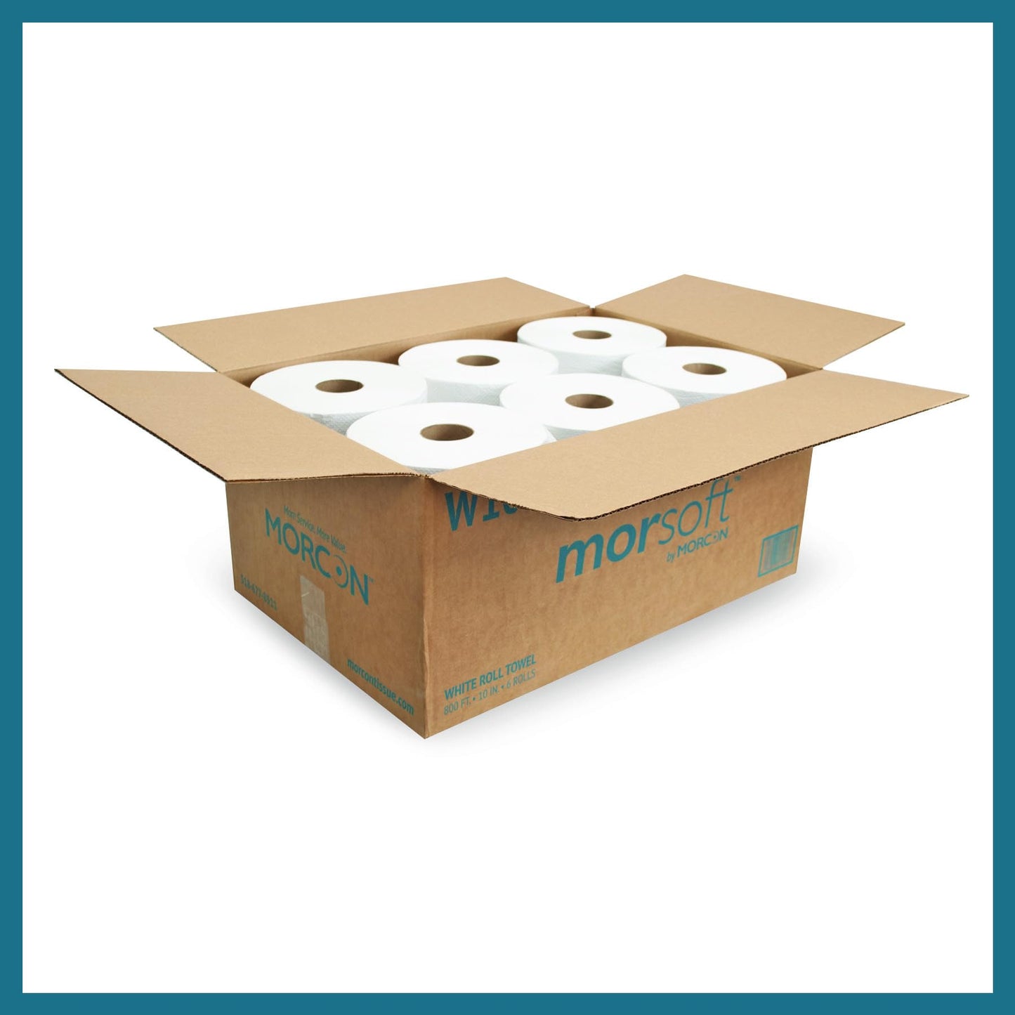 Morsoft by Morcon W106 Paper Towel Dispenser Refill, 10 Inch Roll, White, 100% Recycled Fiber, 10 x 800ft, 6 Rolls, Ideal Paper Towel Rolls