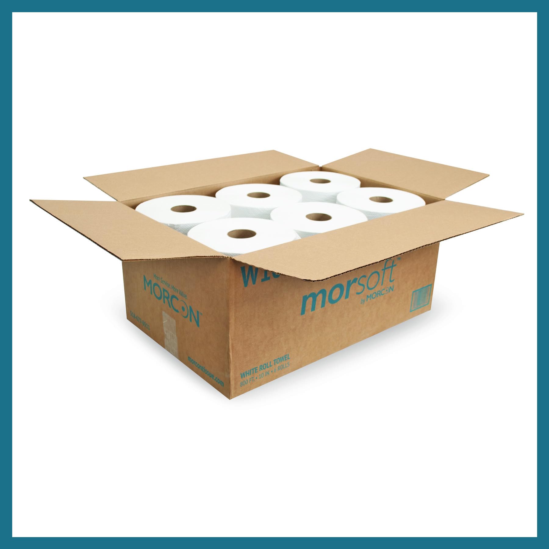 Morsoft by Morcon W106 Paper Towel Dispenser Refill, 10 Inch Roll, White, 100% Recycled Fiber, 10 x 800ft, 6 Rolls, Ideal Paper Towel Rolls