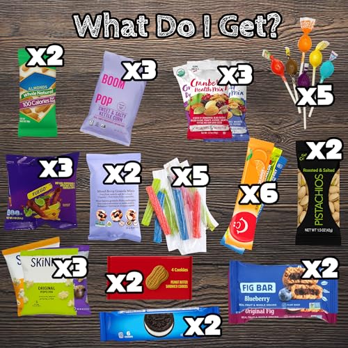 Vegan Snacks Variety Pack - 40 Count Plant-Based Snack Box for Adults and Kids - Dairy-Free, Meat-Free Assortment of Chips, Fruit Snacks, and Treats