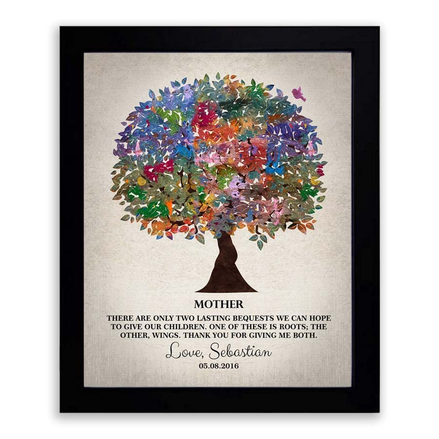 Lucky Tusk Thank You Gift For Mom Lasting Bequests Roots Wings Mother's Day Gift From Daughter or Son Watercolor Tree #1219,
