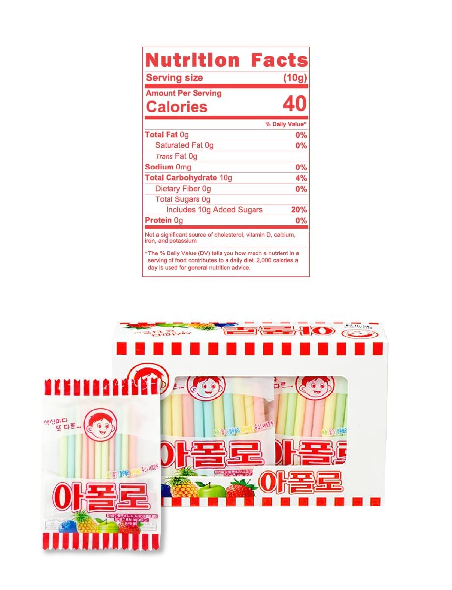 Korean Snack Apollo Straw Candy (10g x 18 packs) - Assorted Flavor Korean Snack Old School Childhood