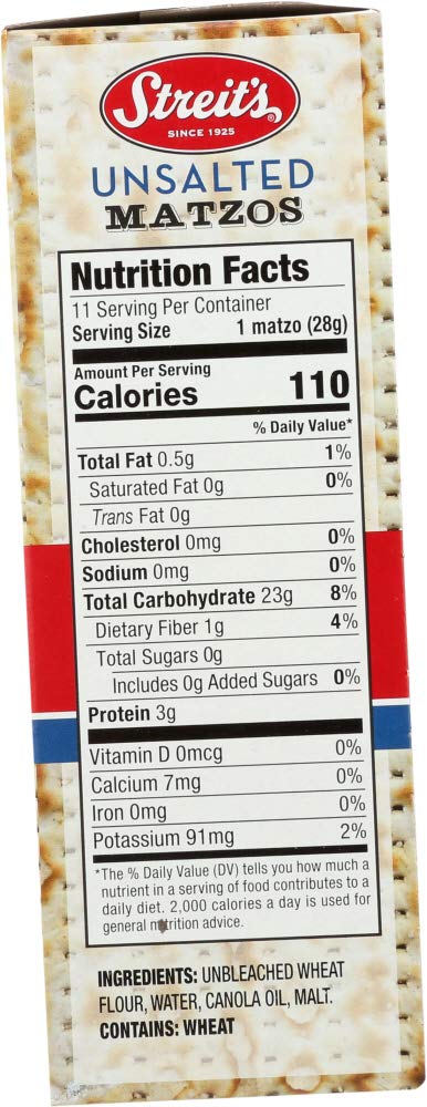 Streit's Unsalted Matzo, 11 Ounce (Pack of 4)