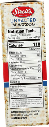 Streit's Unsalted Matzo, 11 Ounce (Pack of 4)
