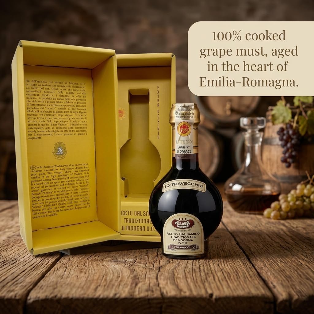 Alma Gourmet 25 Year Aged Extravecchio Traditional Balsamic Vinegar of Modena D.O.P. - 3.4 fl oz (100ml) - Authentic Aceto Balsamico Tradizionale