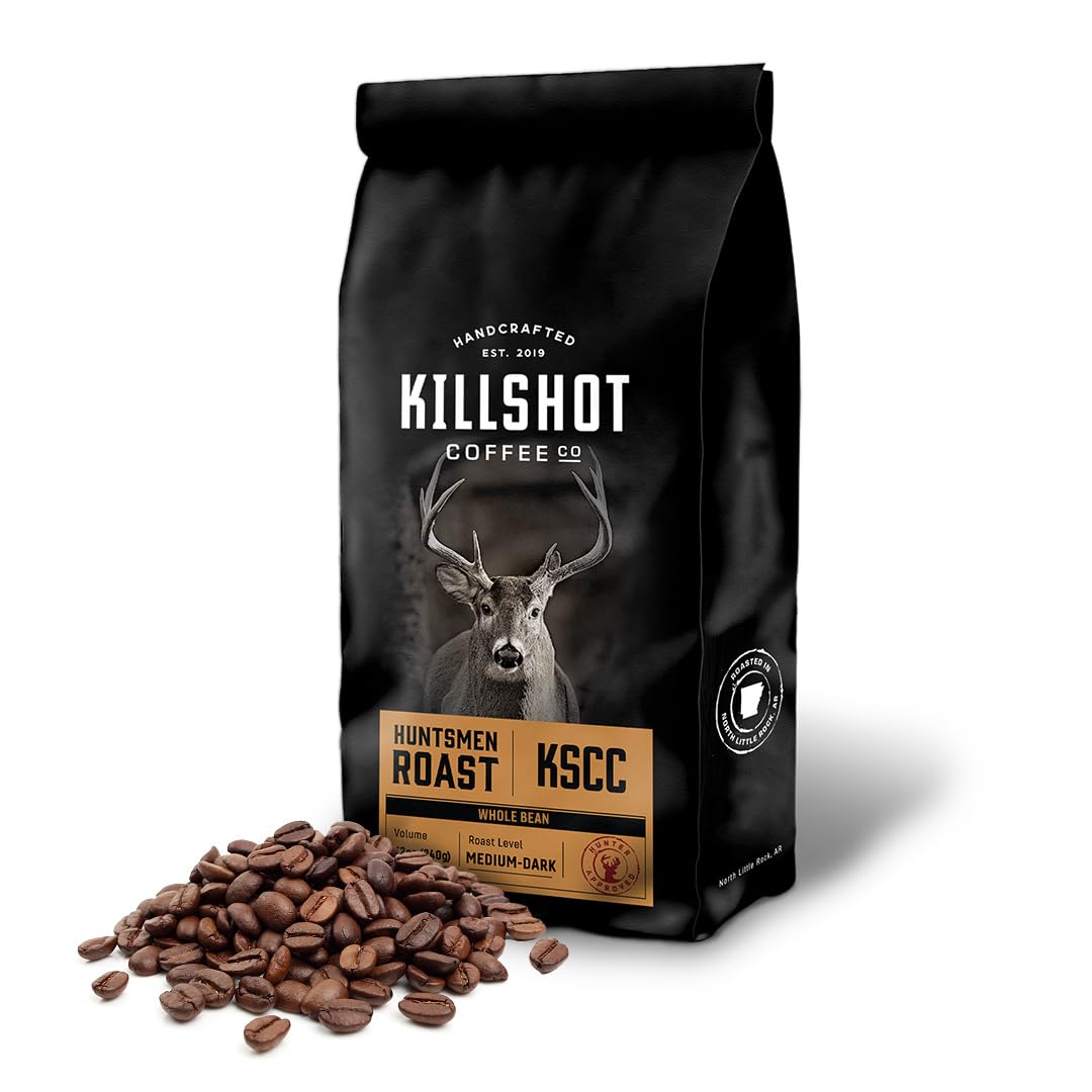 Killshot Coffee Whole Bean - 12 Ounce Bag, Medium-Dark Roast, (12 oz, Huntsmen Roast)