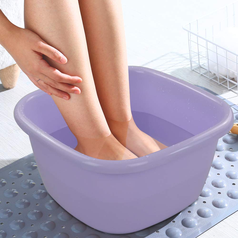 Obston 18 Quart Plastic Dish Pan, Square Washing Basins, Set of 2 (Green, Purple)