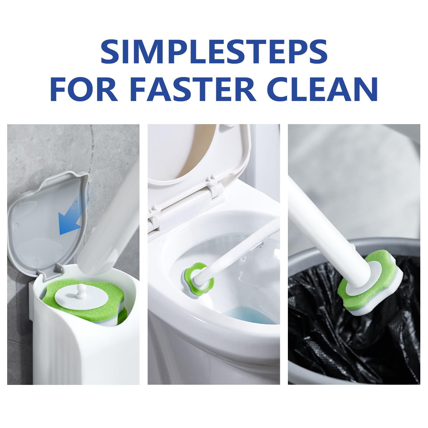 Disposable Toilet Brush,Toilet Bowl Brush and Holder Set with 30 Magic Sponge Eraser Wand Refills, Wall Mounted Cleaning Brush for Bathroom Toilet