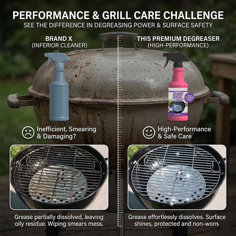 SakerPlus Heavy-Duty Grill Cleaner Spray, Degreaser for Grill Grates, BBQ Grills, Frying Pans and Cookware, Removes Baked-On Grease, Burnt-On Residue