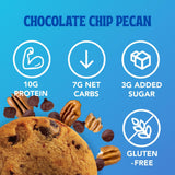 ChipMonk Baking, Chocolate Chip Pecan High Protein Cookies - Low Carb Diet Friendly Gym Snacks, Meal Replacement Cookie, Gluten-Free, Healthy Low