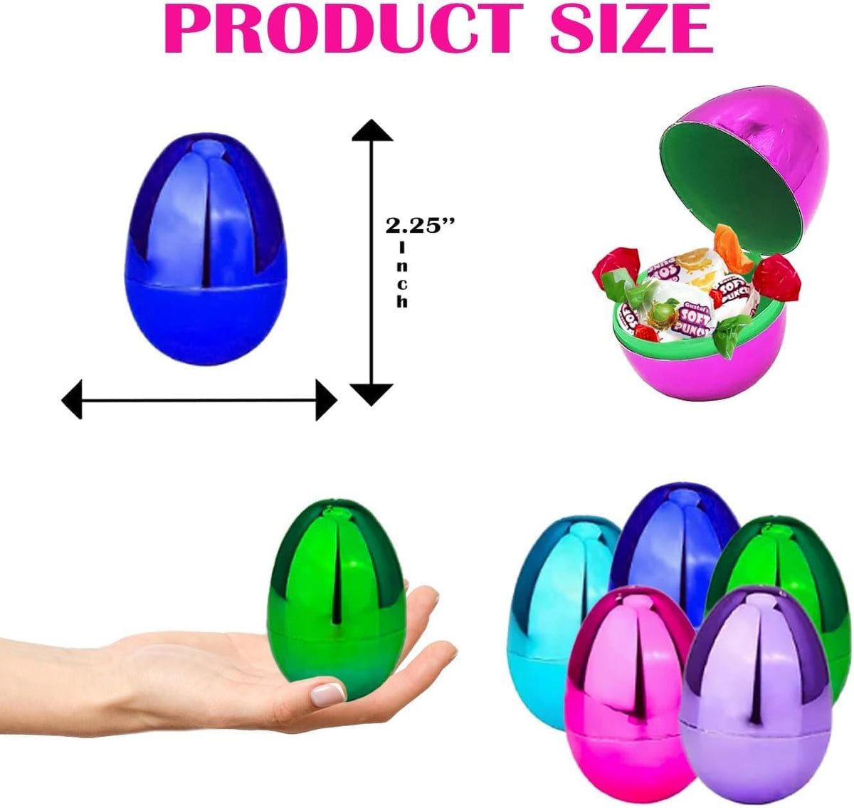 The Dreidel Company 1920-Pack Metallic Fillable Easter Eggs with Hinge Bulk Colorful Bright Plastic Easter Eggs, Perfect for Easter Egg Hunt, Surprise