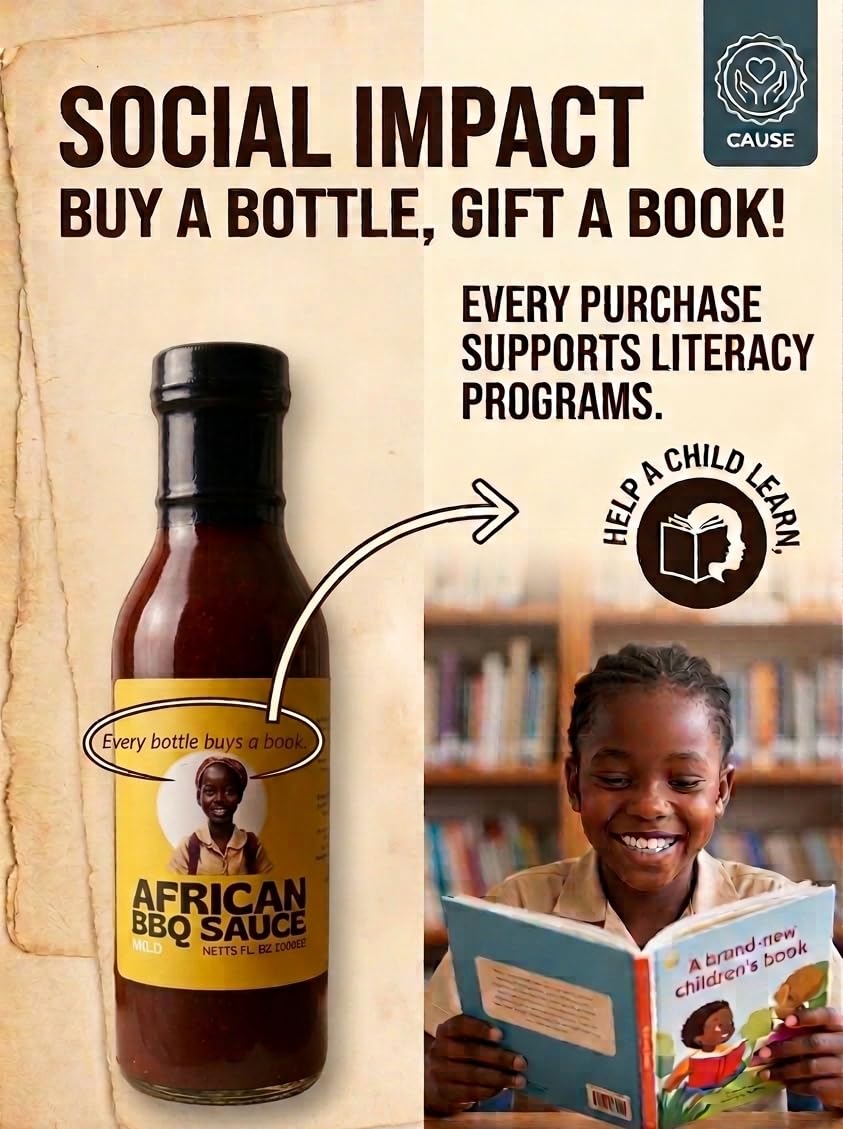 African BBQ Sauce - Bold, Smoky & Spicy Barbecue Sauce | Low Sugar BBQ Sauce, Marinade & Glaze for Chicken, Ribs, Wings, Steak & Seafood | Peri-Peri