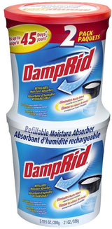 DampRid Refillable Moisture Absorber, Fragrance-Free Twin Pack (2 x 10.5 Oz. tubs); Attract and Trap Excess Moisture from Air; Eliminate Musty Odors