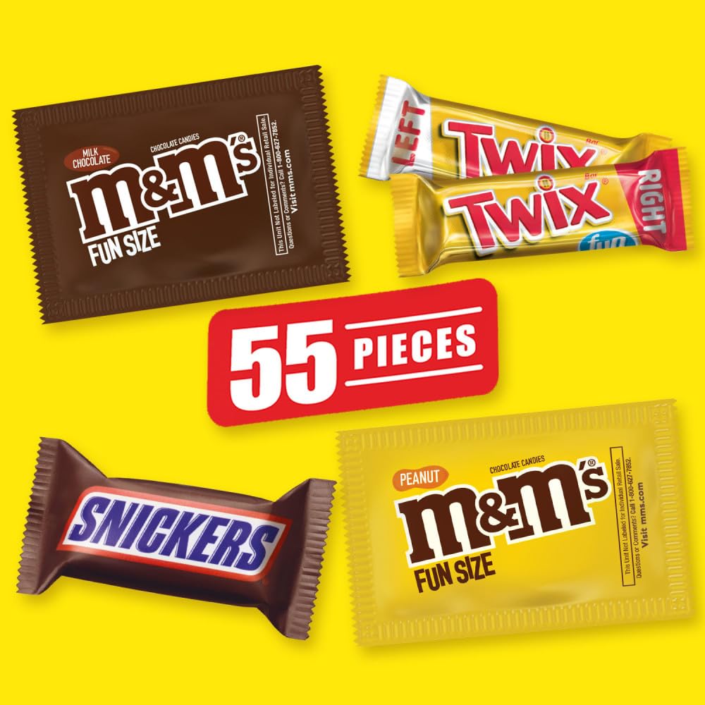 SNICKERS, M&M'S & TWIX Fun Size Chocolate Candy Variety Mix, 31.18-Ounce 55 Piece Bag