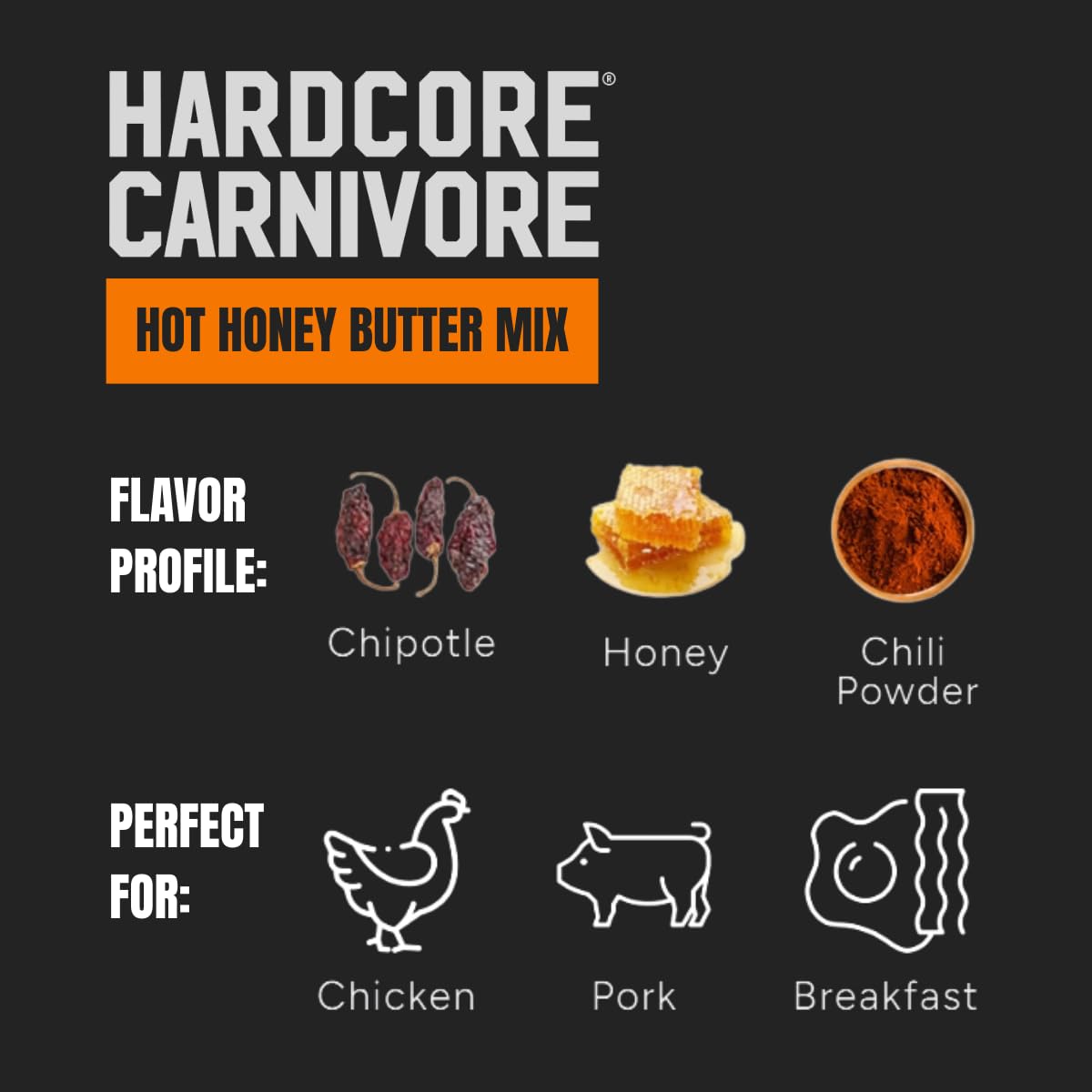 Hardcore Carnivore Hot Honey Butter Mix (12.5 oz Shaker) Texas-Made Seasoning Blend for Sweet and Spicy Compound Butter