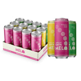 Melo Sparkling Kava Drink, Variety Pack, Non-Alcoholic, Sugar Free, Zero-Calorie Refreshing Beverage Assortment, 12 Pack, 12 oz Cans