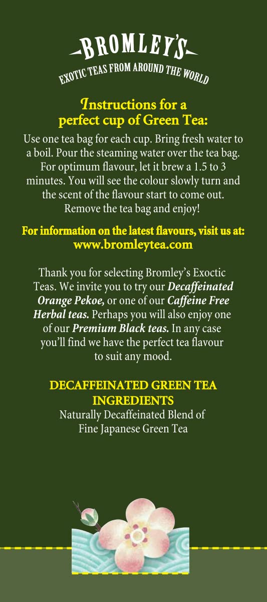 Bromley's Decaffeinated Green Tea, 24 Count (Pack of 6)