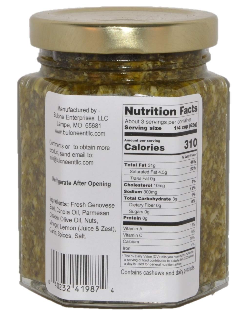 Vince's Italian Gourmet Lemon Basil Pesto, 6 Oz Jar