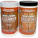 Deck & Wood Cleaner + Brightener Removes Mold, Mildew, Stains, and Tannins, 32 oz. Combo 2 Part System Restores 1200 sq. ft.