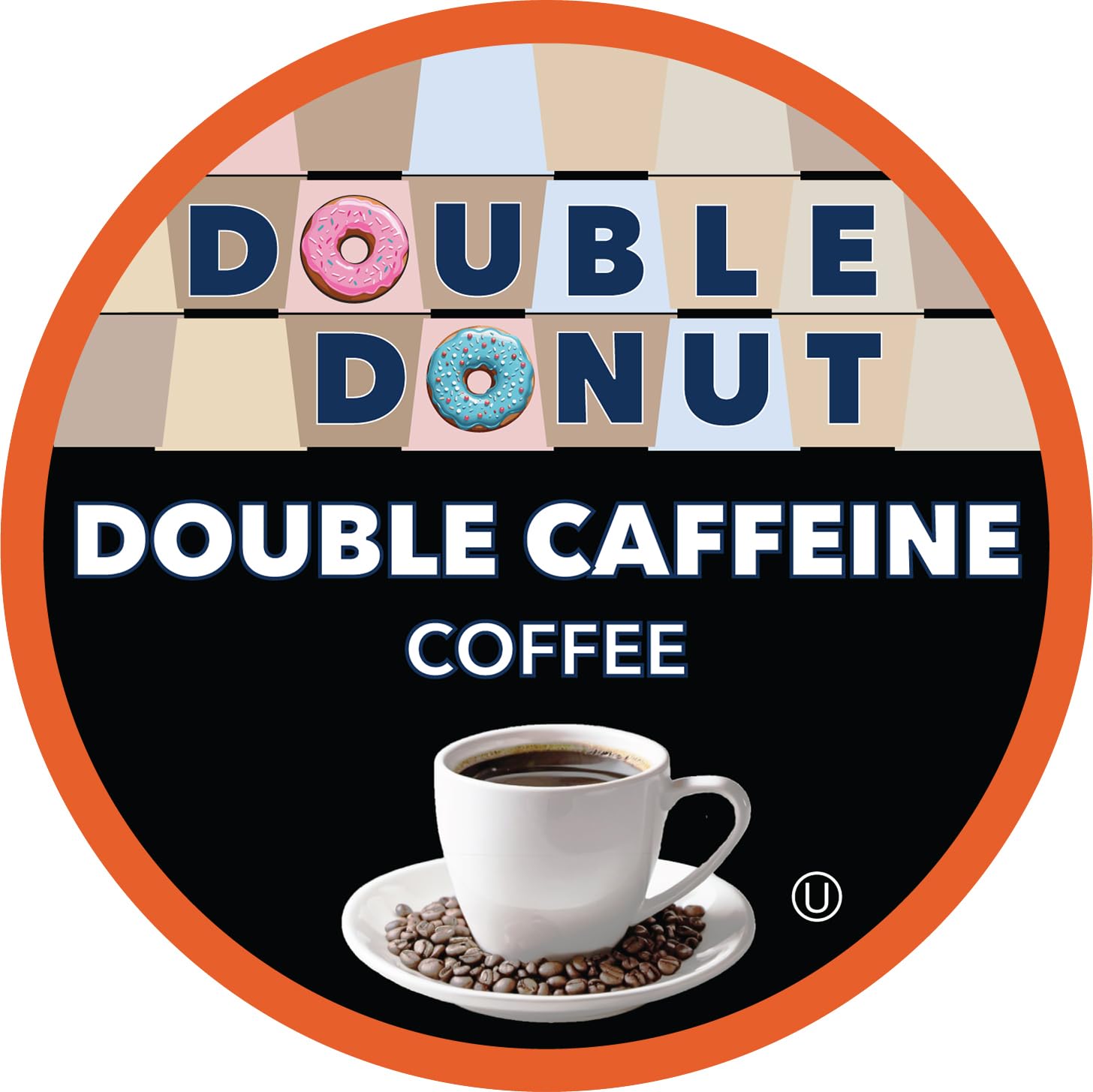 Double Donut Coffee High Caffeine Coffee Pods, Extra Strong Double Caffeine Coffee Cups for Keurig K Cup Brewer Machines Single Serve Dark Roast